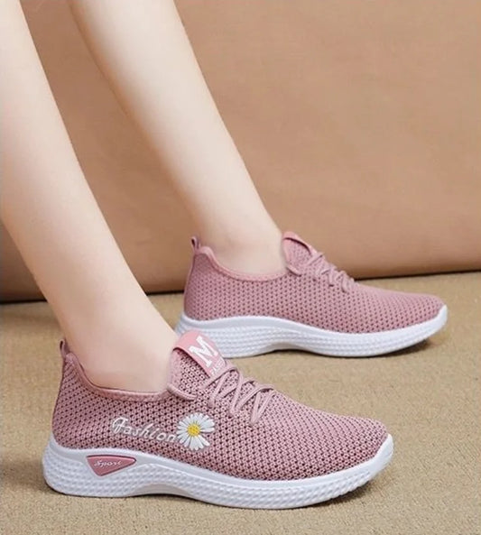 Women Korean Sports Casual Shoes Mesh Surface Breathable Wear-resistant Running Shoes