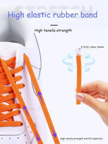 New Elastic No Tie Shoe laces Flat Shoelaces For Kids and Adult Sneakers Shoelace Quick Lazy Metal Lock Laces Shoe Strings