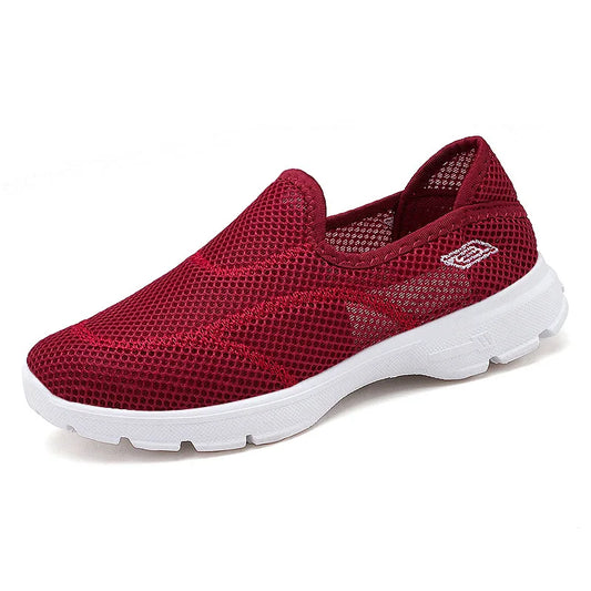 Women's Sports Shoes Woman Fashion Walking Shoes Elderly Casual Shoes Slip on Jogging Running Round Toe Mesh Sneakers for Mother