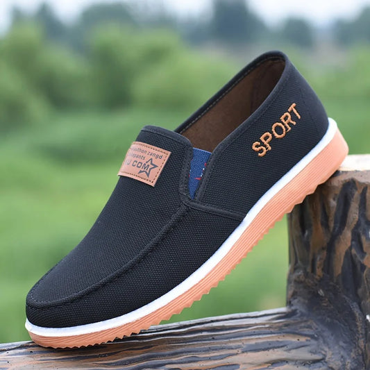 Gum Sole Men's Slip on Cloth Shoes Canvas Loafers Flat Comfort Casual Shoes Lightweight Boat Shoes for Men Fashion Sneakers
