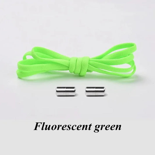 100cm  Elastic No Tie Shoelaces Metal Lock Shoe Laces For Kids Adult Sneakers Quick Shoelaces Semicircle Shoestrings