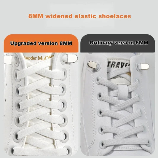 8MM Flat Elastic No Tie Shoelaces Quick Lazy Shoe Laces for Men Women Kids Sneaker Accessories