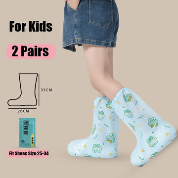 High Waterproof Shoe Covers 2Pairs Outdoor Shoe Cover Protectors Anti-slip Rain proof Long Shoes Cover With Stretchy Cuff