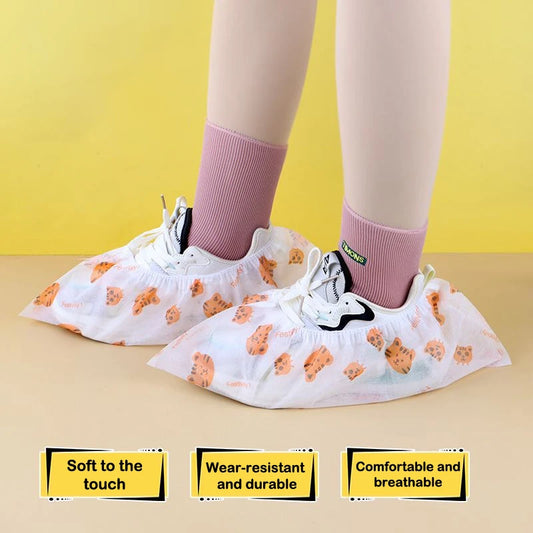 Cartoon 50 PCS Disposable Thickened Shoe Covers,Home Indoor Non-slip Anti-dirty Foot Cover, Breathable Foot Covers For Shoes