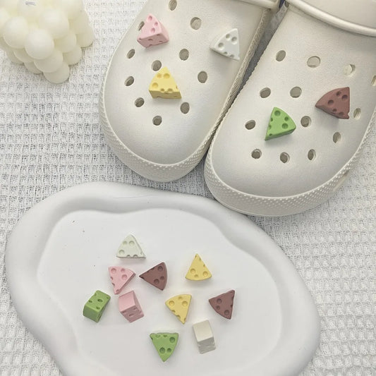Mini Simulated Cheese Shoe Charms for Crocs Kids Garden Sandals Decorations Clogs Pins Boys Girls Detachable Slipper Accessories