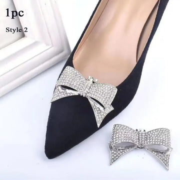 1pc Shiny Crystal Shoes Clips Wedding Bride Shoes Decoration Removable High Heel Charms Rhinestones Buckle DIY Shoes Accessories