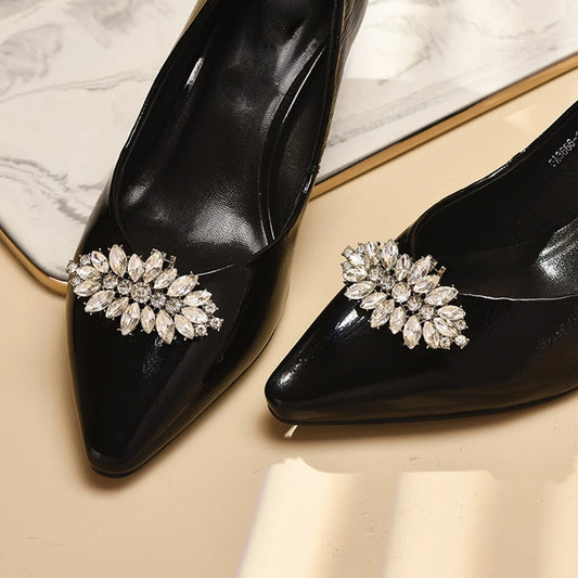 1pc Shiny Crystal Shoes Clips Wedding Bride Shoes Decoration Removable High Heel Charms Rhinestones Buckle DIY Shoes Accessories