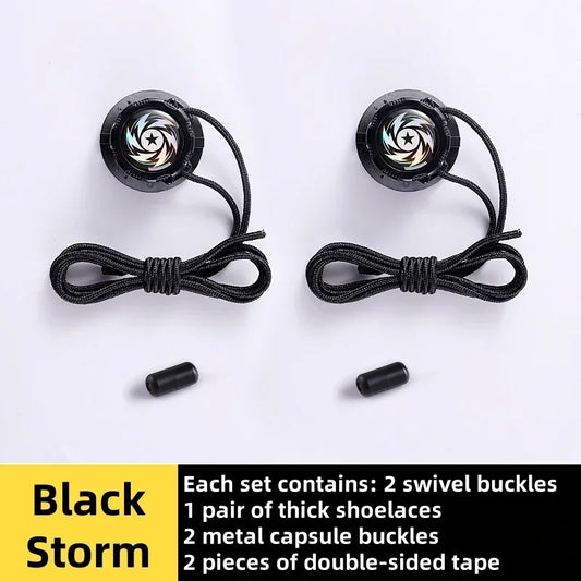 Easy installation Automatic Shoelaces Without ties Black white Swivel Buckle Laces Thick Rope Sneakers Shoelace Shoe Accessories