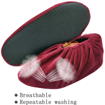 1 Pair Reusable Flannel Shoes Covers Portable Unisex Non-slip Washable Dustproof Home Indoor Antiskid Guests Shoes Cover