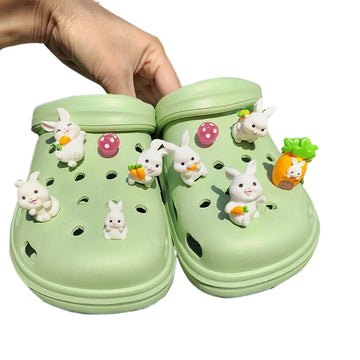 New Cute Rabbit Elf Resin Shoe Charms Decoration For Child Clogs DIY Parts Womens Slippers Pins shoe Accessories Hot sales